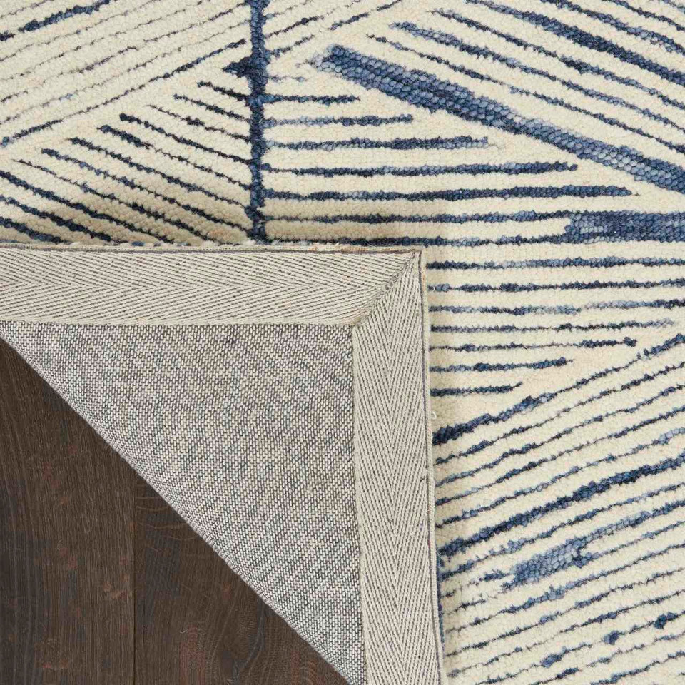 Colorado CLR01 White Blue Wool Rug Runner
