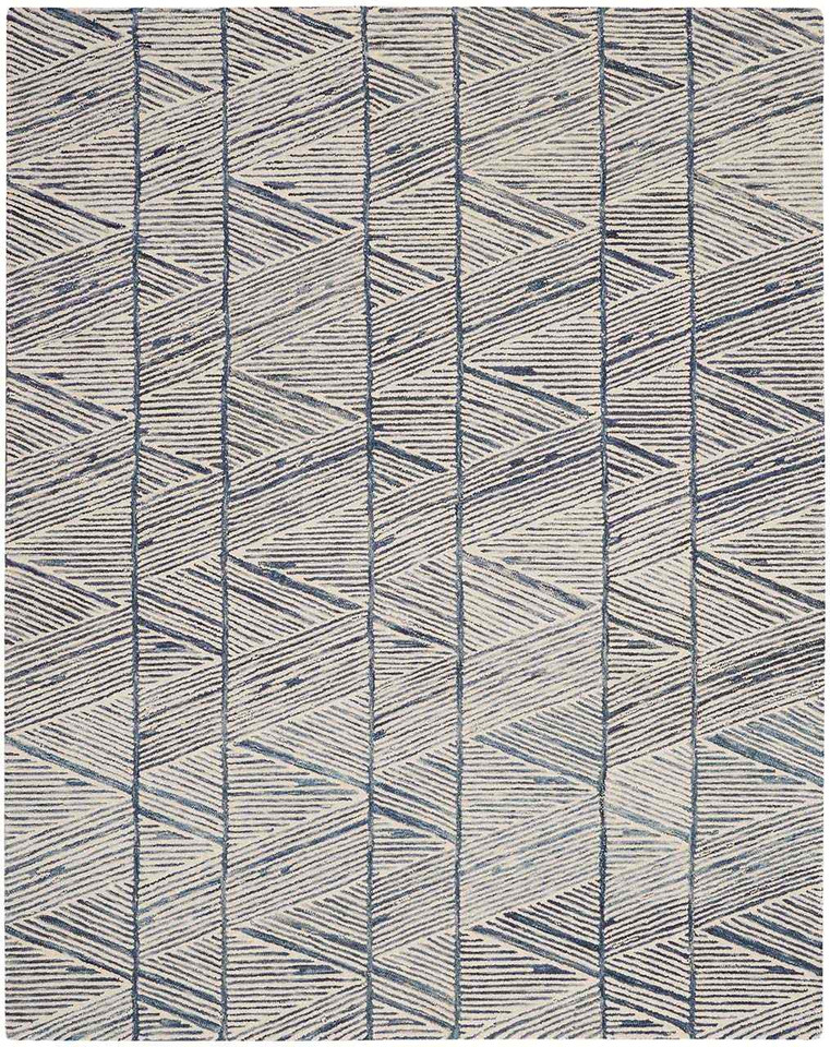 Colorado CLR01 White Blue Wool Rug Runner