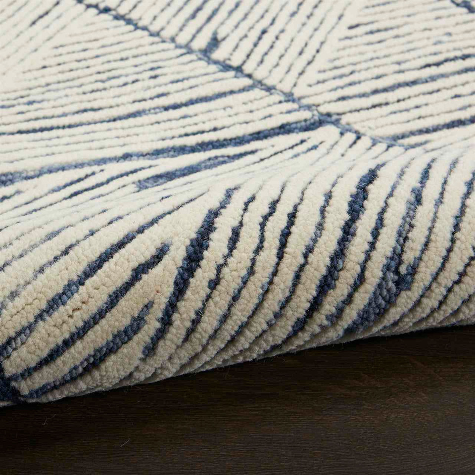 Colorado CLR01 White Blue Wool Rug Runner