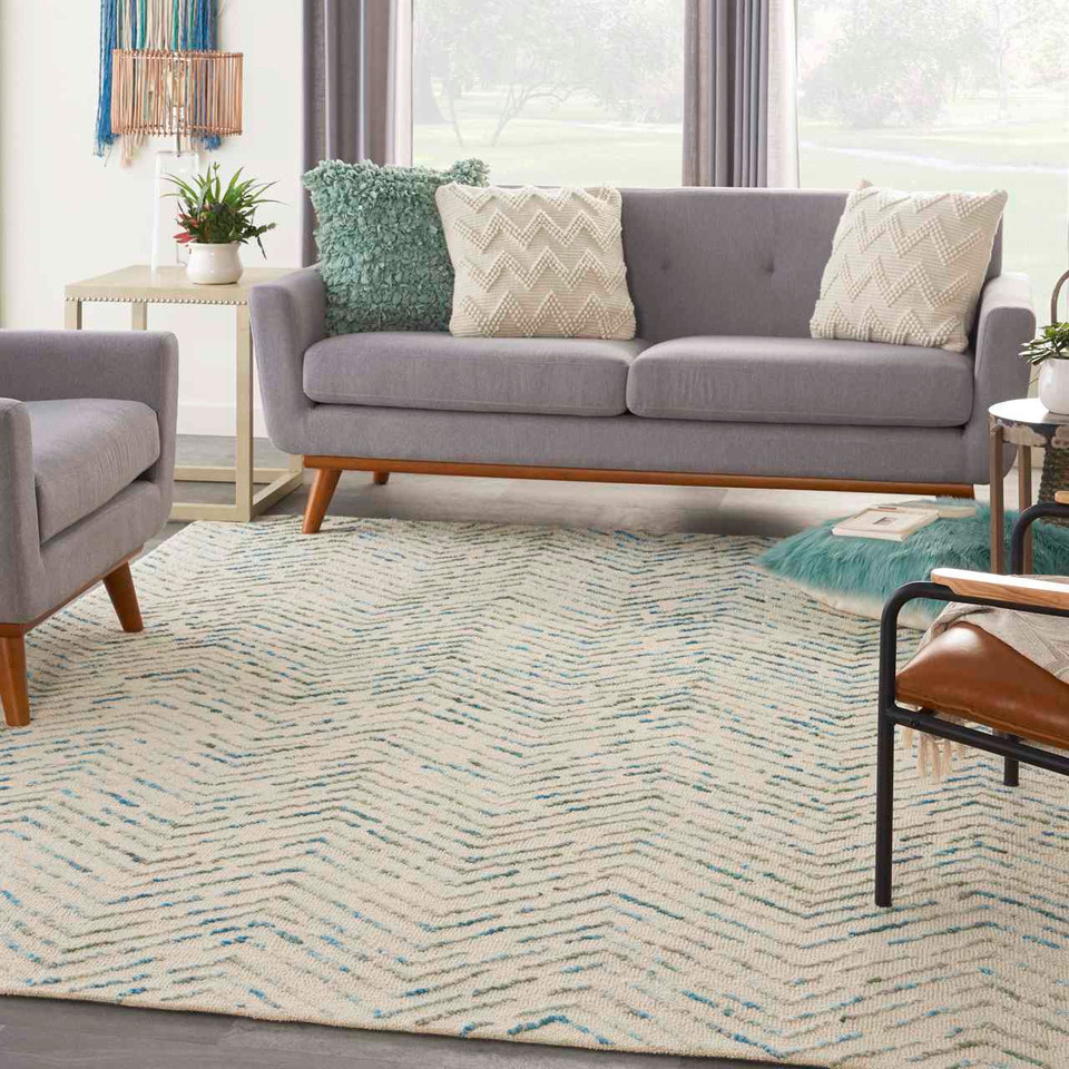 Colorado CLR02 Ivory Green Wool Rug Runner