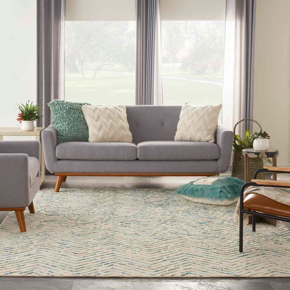 Colorado CLR02 Ivory Green Wool Rug Runner