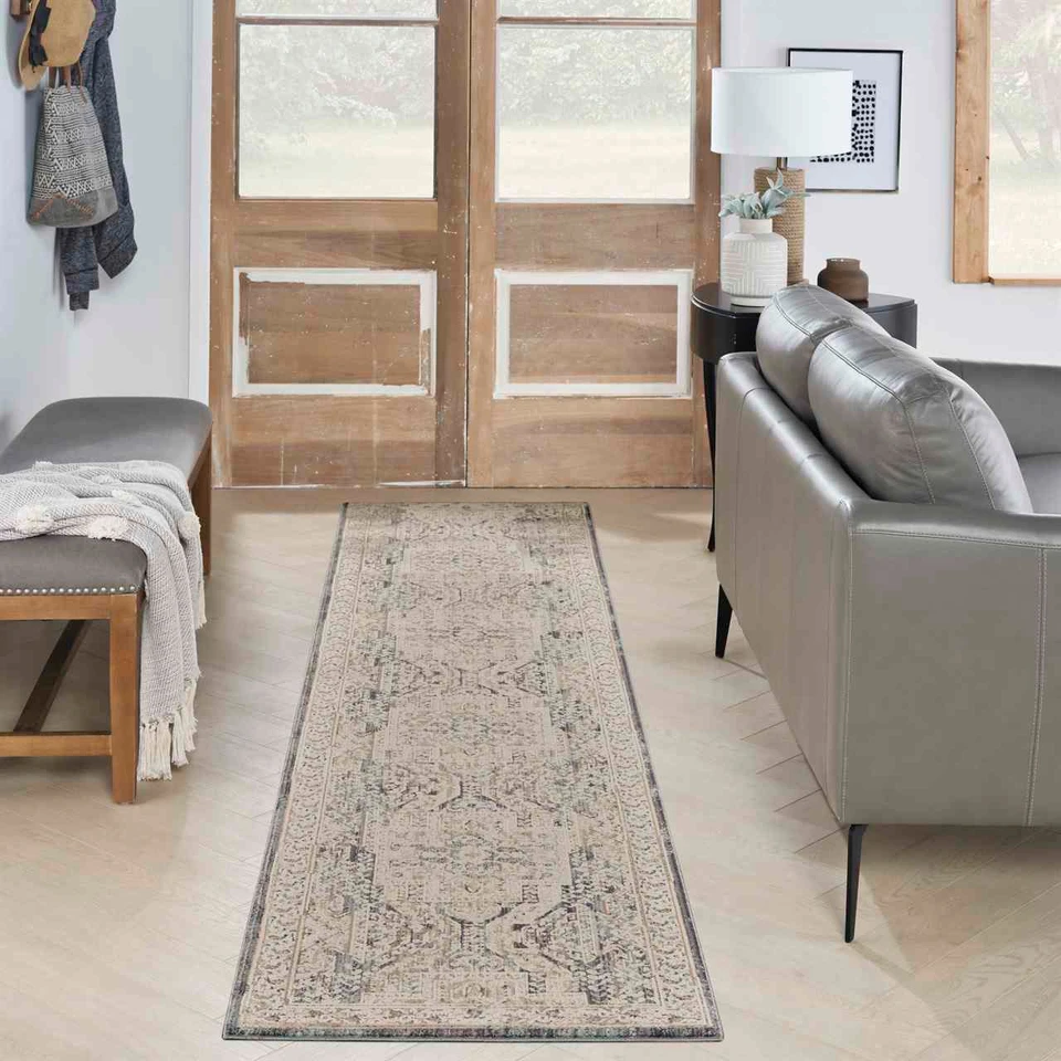 Lynx LNX01 Ivory Charcoal Thin Classic Rug Runner