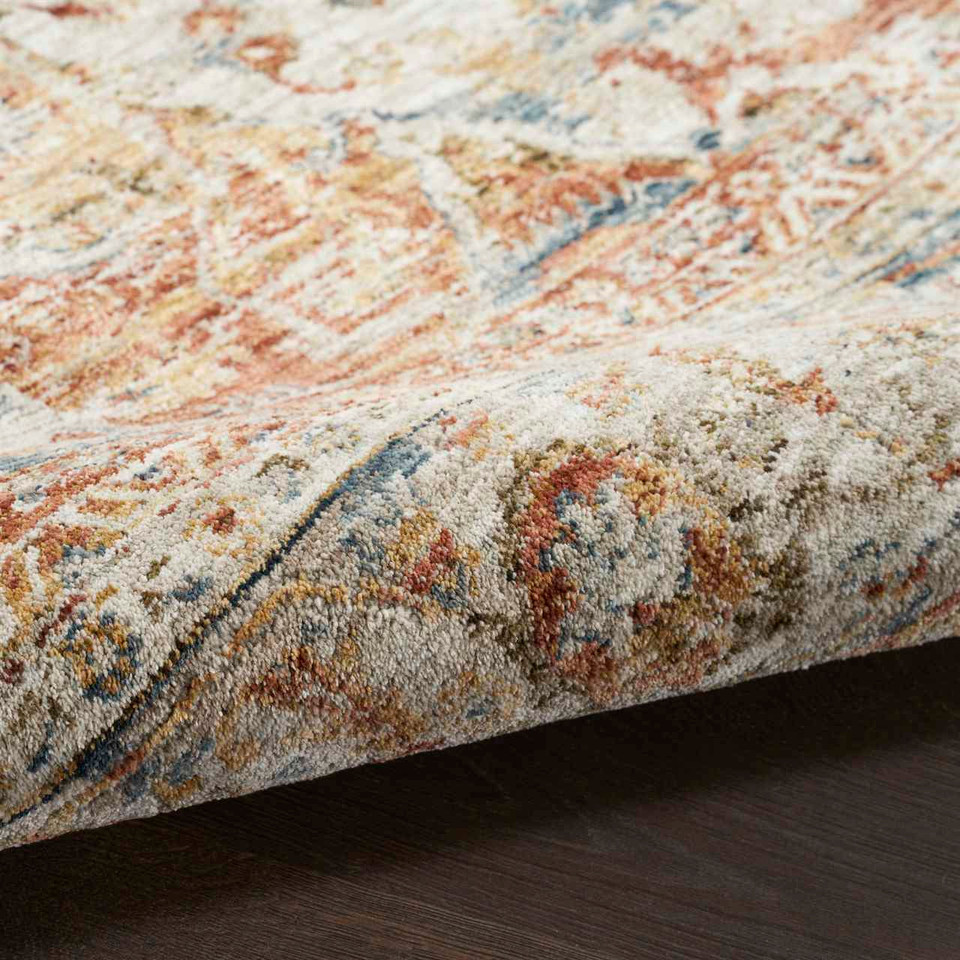 Sahar Traditional Silk Look Rug Ivory Multicolour Runner