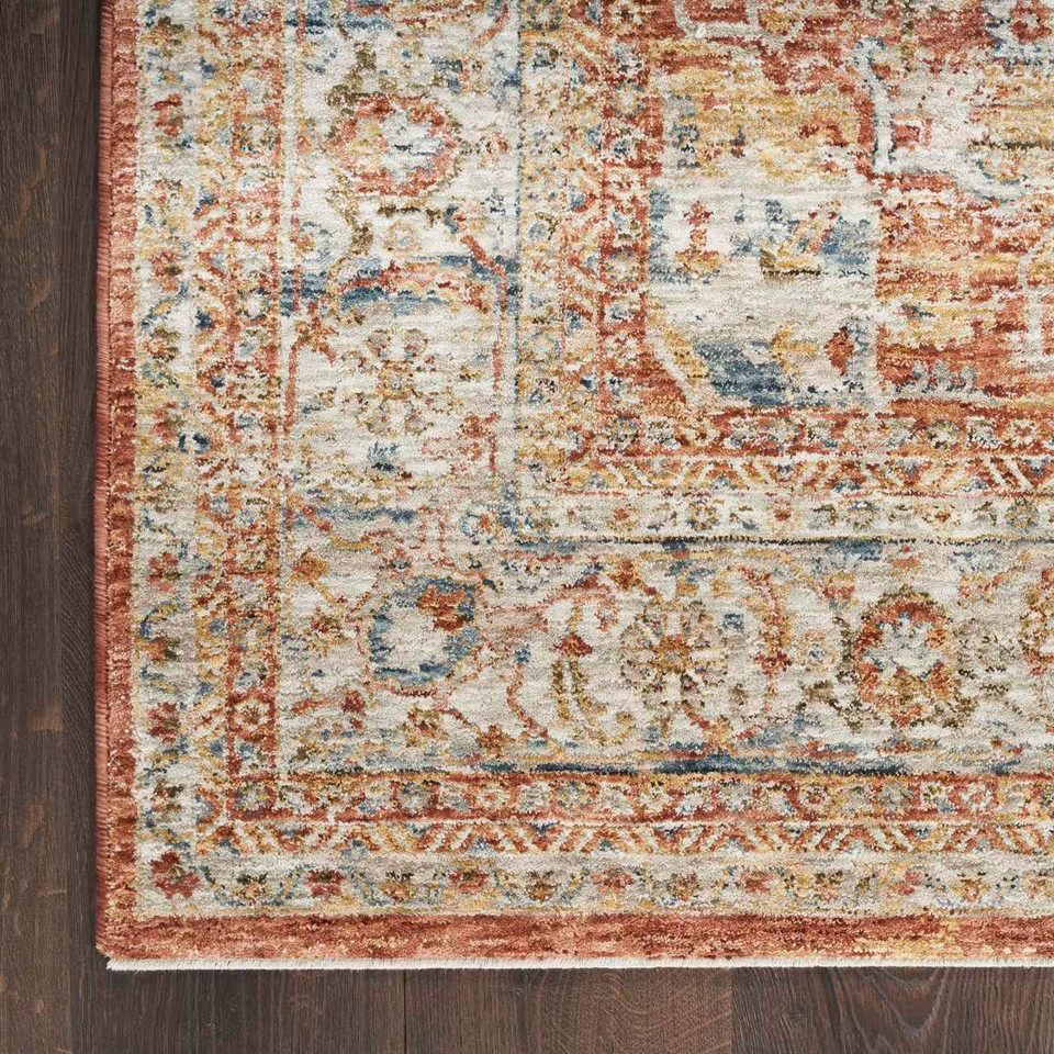 Sahar Traditional Silk Look Rug Ivory Multicolour Runner
