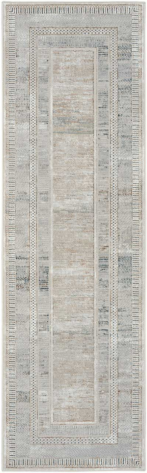 Glitz GLZ07 Silky Two Tone Thin Rug Ivory Multicolour Runner