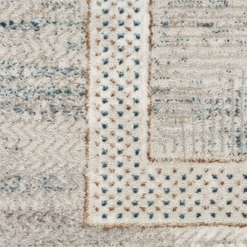 Glitz GLZ07 Silky Two Tone Thin Rug Ivory Multicolour Runner