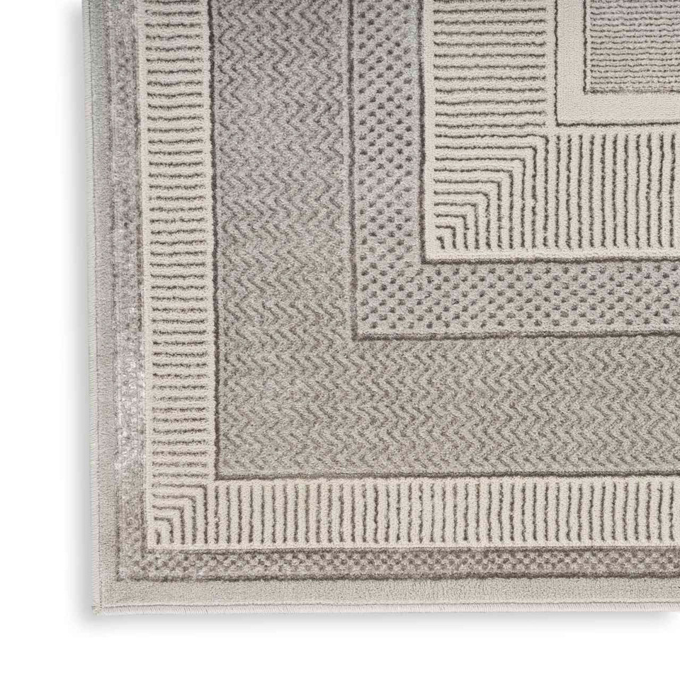 Glitz GLZ07 Silky Two Tone Thin Rug in Silver Runner