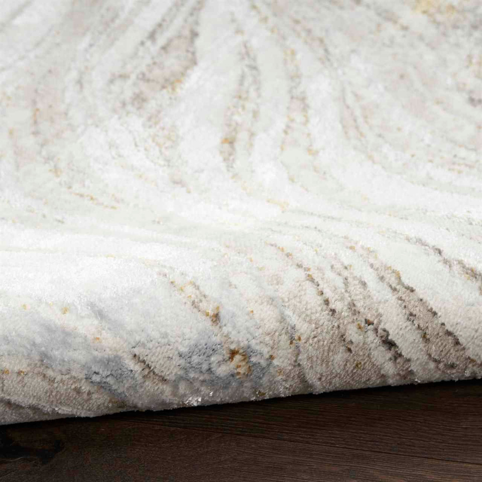 Glitz GLZ22 Grey Gold Metallic Marble Rug Runner