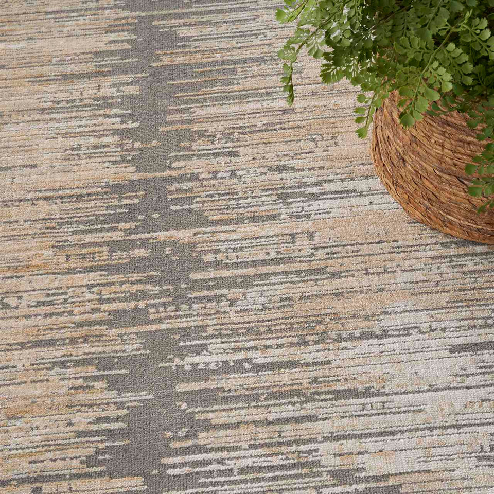 Contemporary Rug Abstract Hues Grey Gold Runner