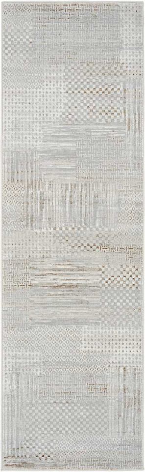 Glitz GLZ09 Silver Grey Abstract Patchwork Rug Runner