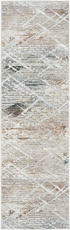 Glitz GLZ11 Grey Multi Metallic Statement Rug Runner