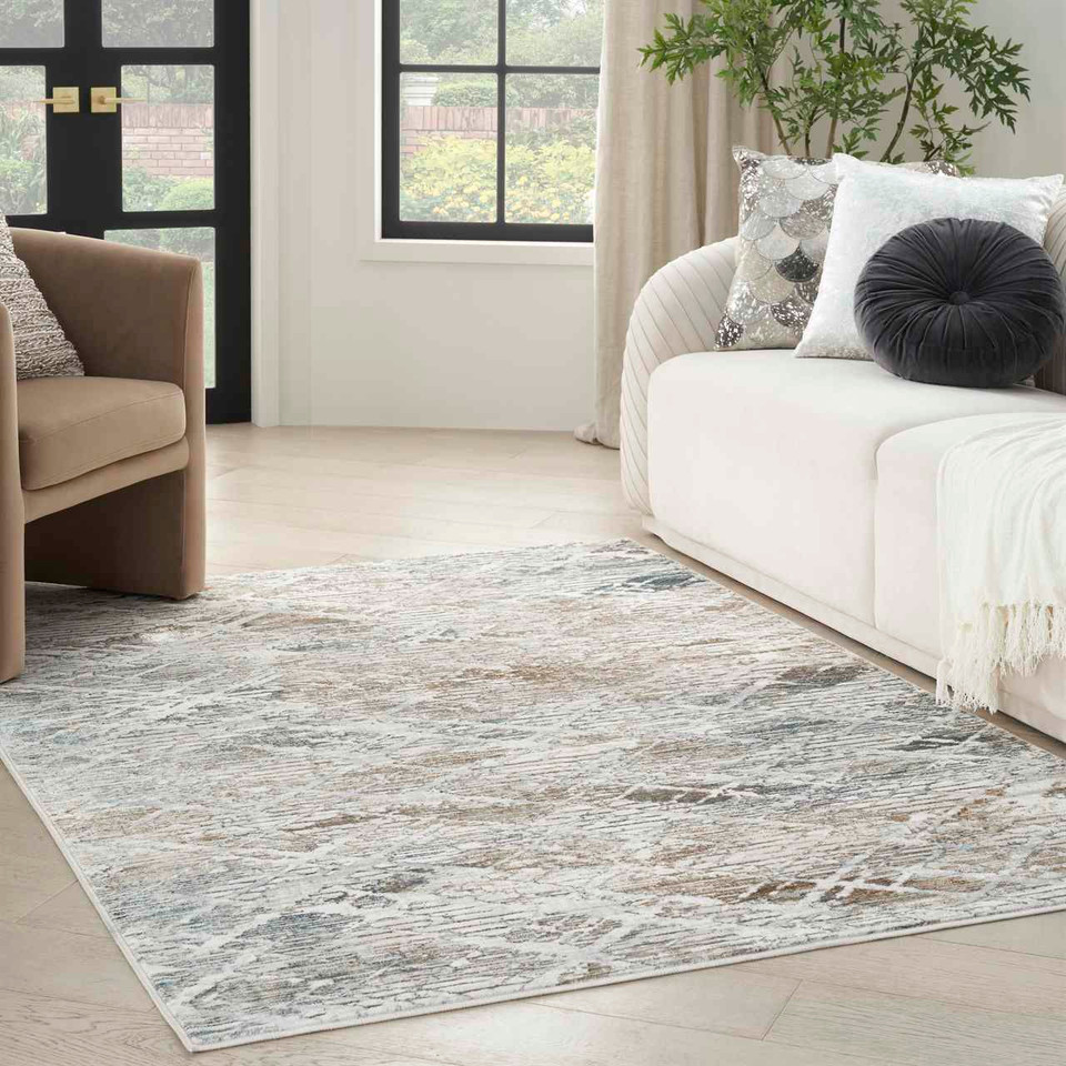 Glitz GLZ11 Grey Multi Metallic Statement Rug Runner