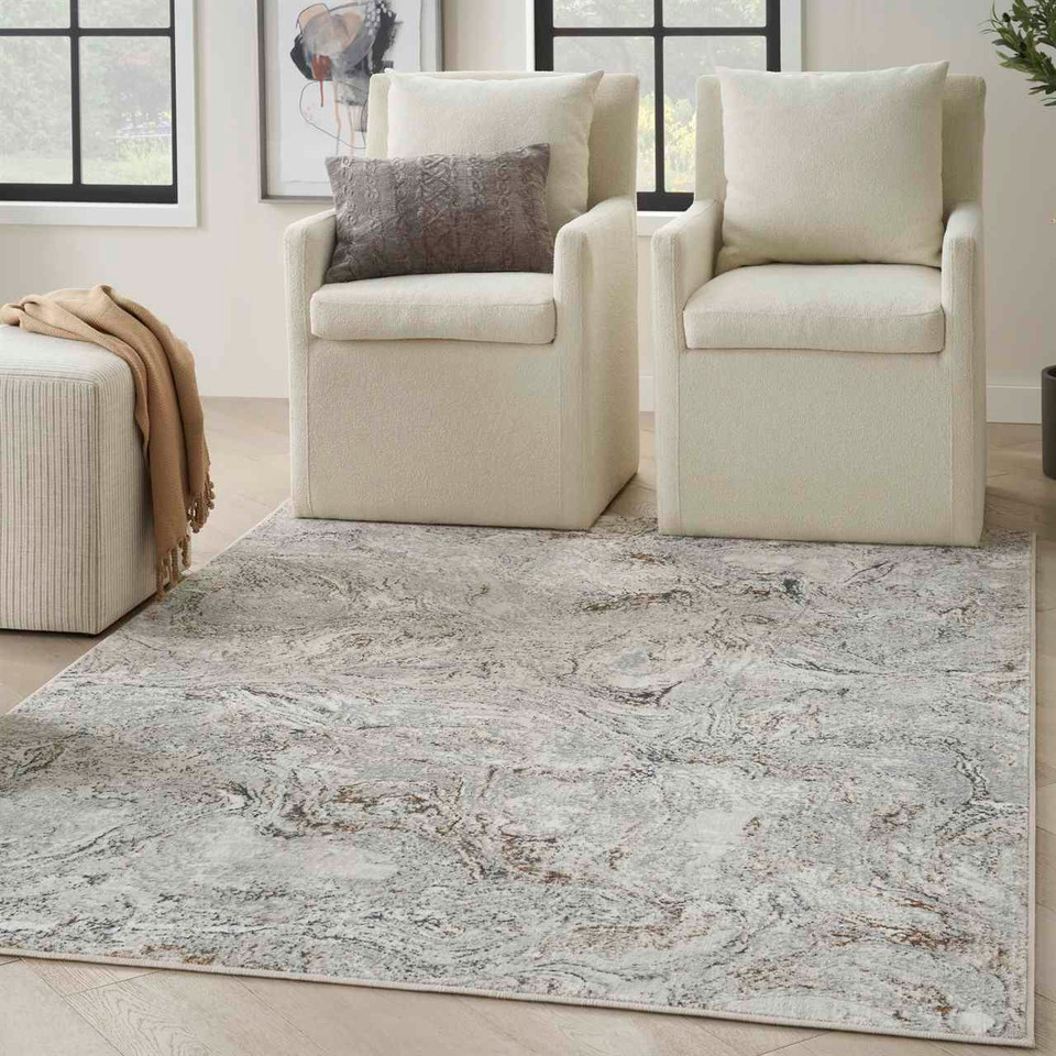 Glitz GLZ20 Grey Multi Metallic Marble Rug Runner