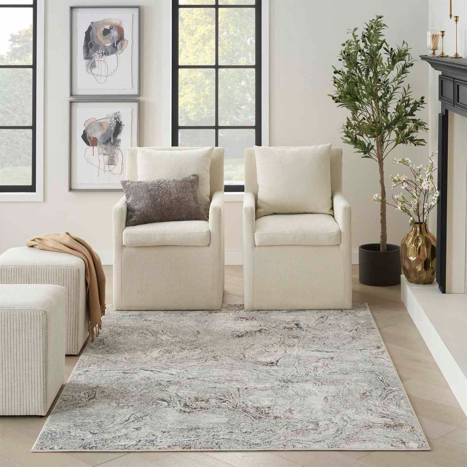 Glitz GLZ20 Grey Multi Metallic Marble Rug Runner