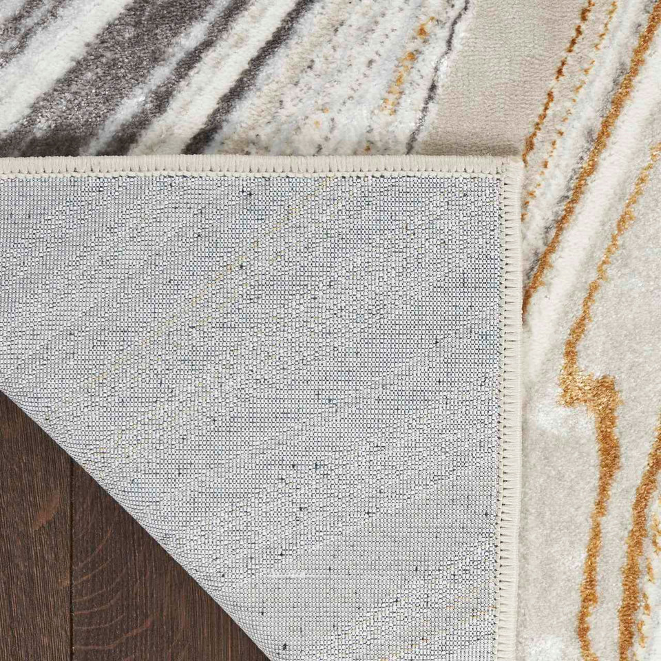 Glitz GLZ21 Grey Gold Metallic Marble Rug Runner