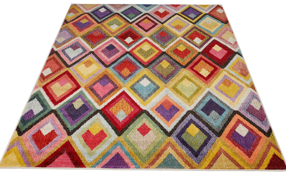 Carnaval Yellow Multi Hardwearing Rug CAR109 Runner