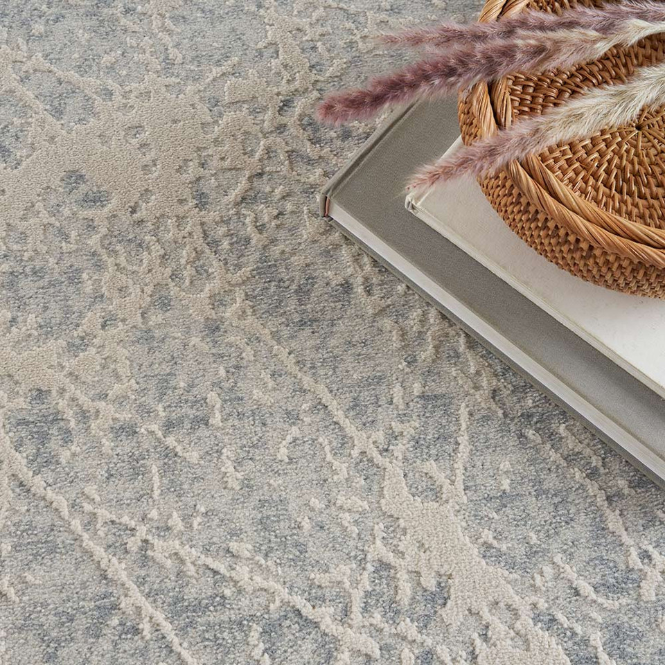 Exhale Abstract Modern Rug EXL02 Ivory Grey Runner