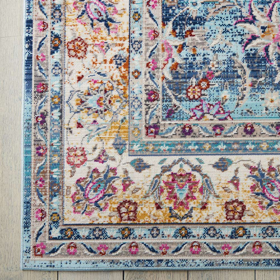 Blue Multi Vintage Kashan Rug VKA01 Runner