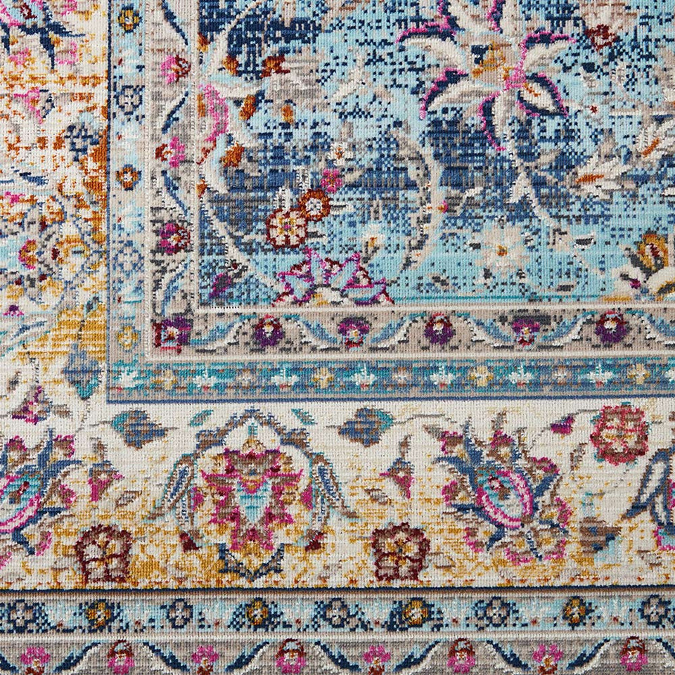 Blue Multi Vintage Kashan Rug VKA01 Runner