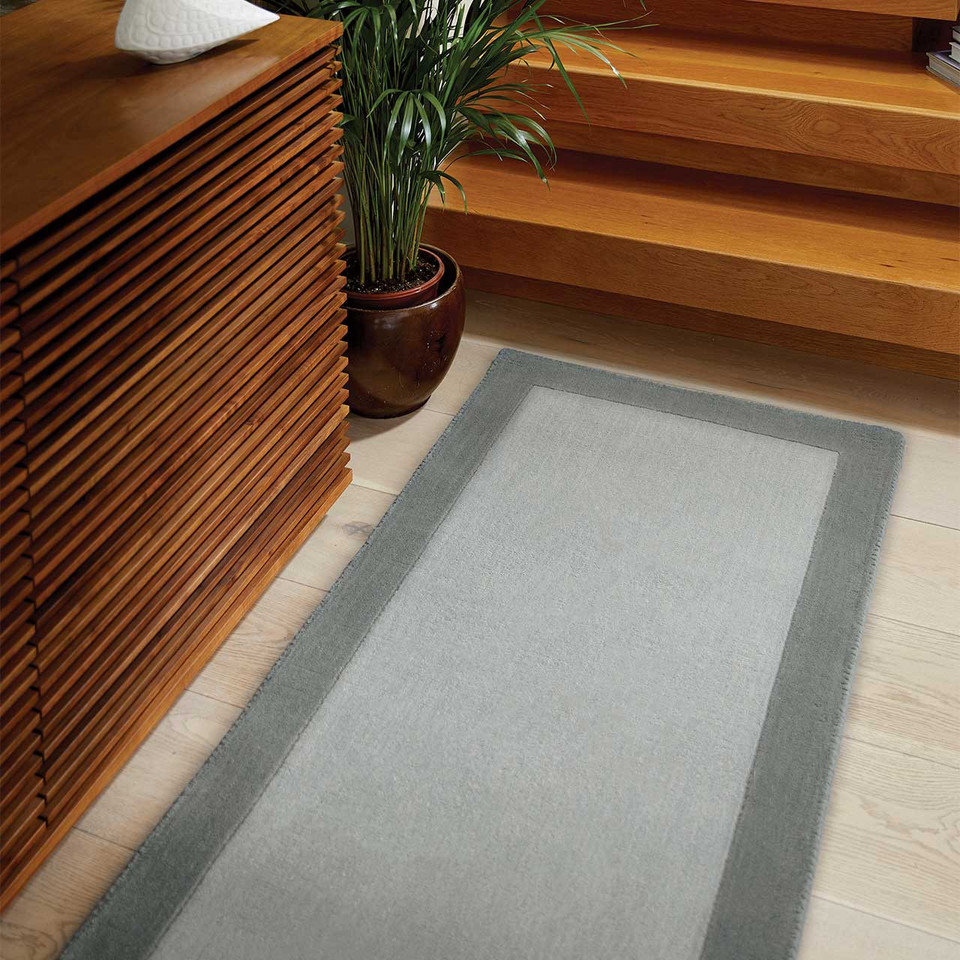 Origins Borders Grey Wool Rug Runner