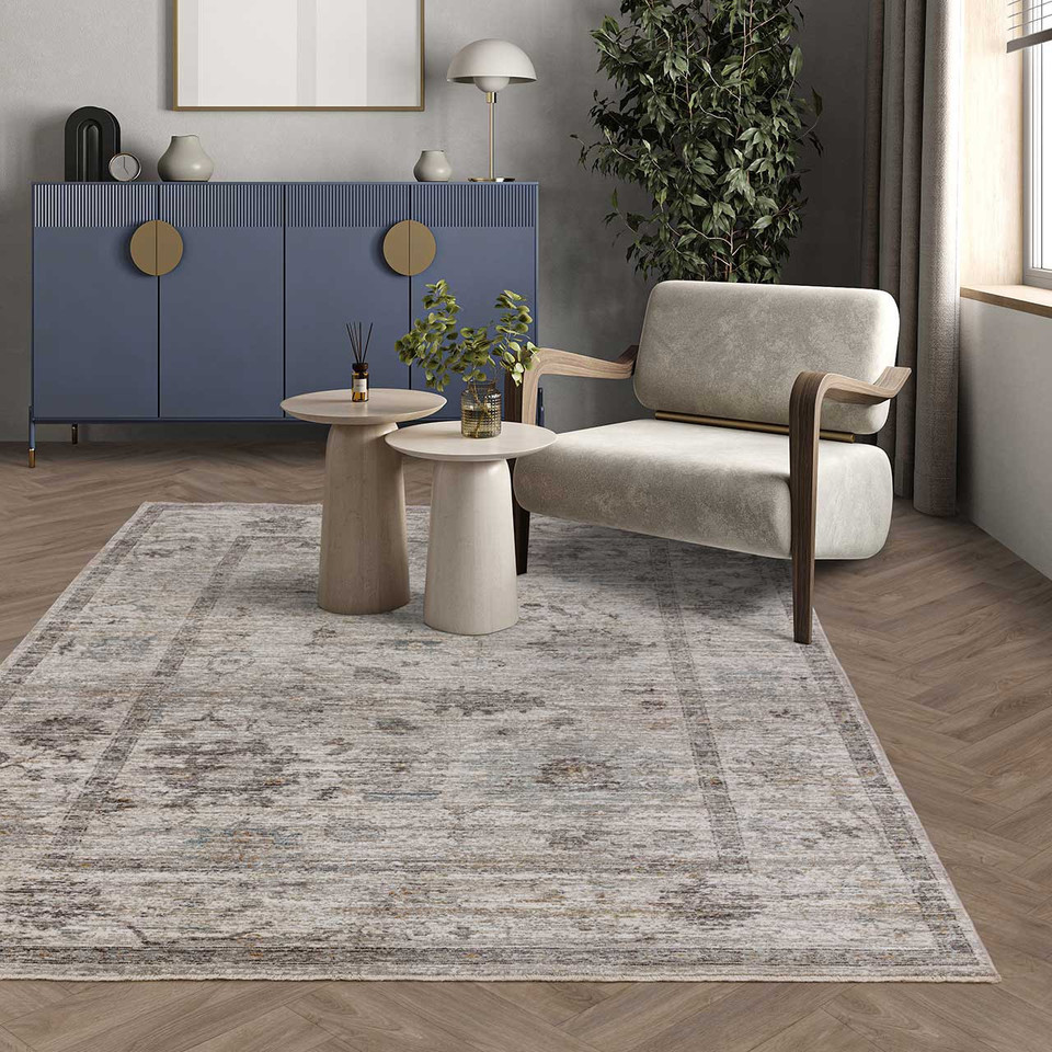 Jasper JA01 Blue Silky Traditional Fringe Rug Runner