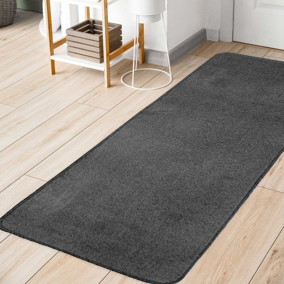 Relay Plain Charcoal Rug Runner