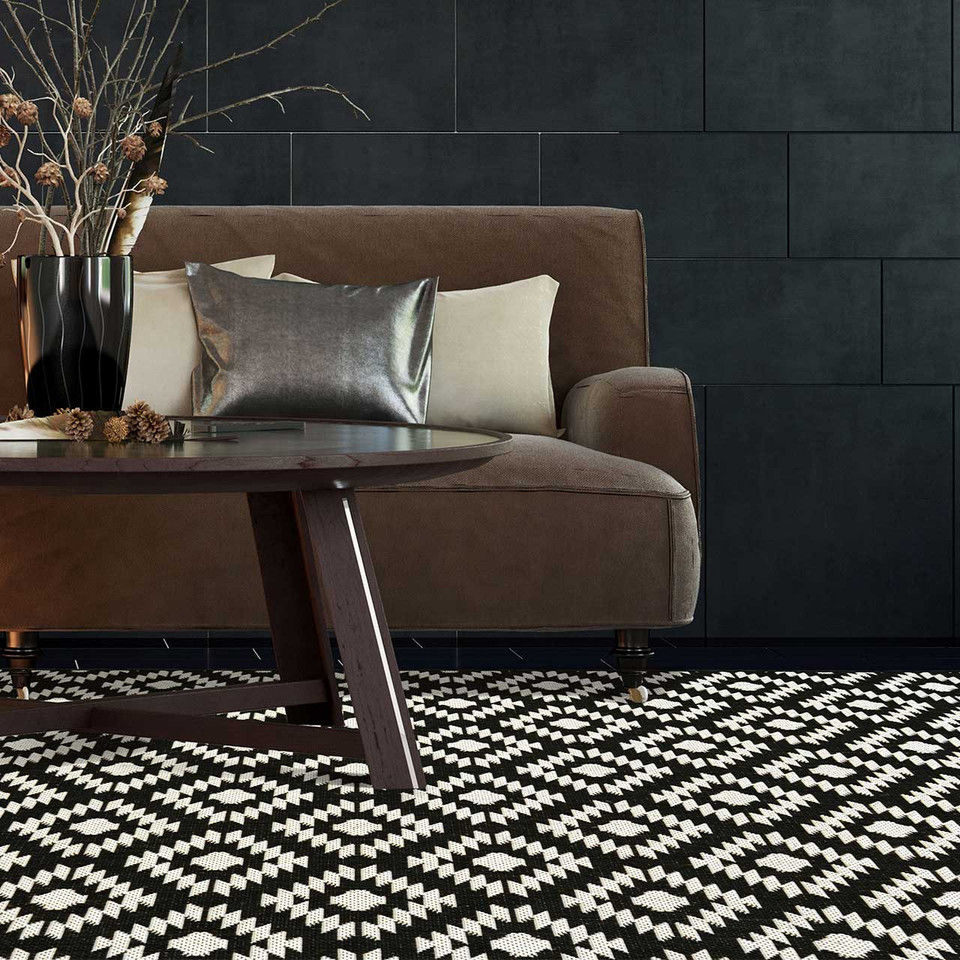 County Genesis Black Indoor Outside Rug Runner