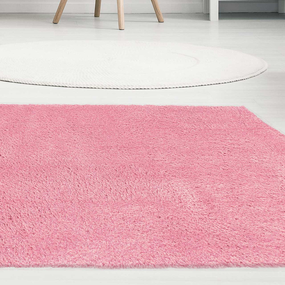 Snug Super Soft Shaggy Rug Plain Pink Runner