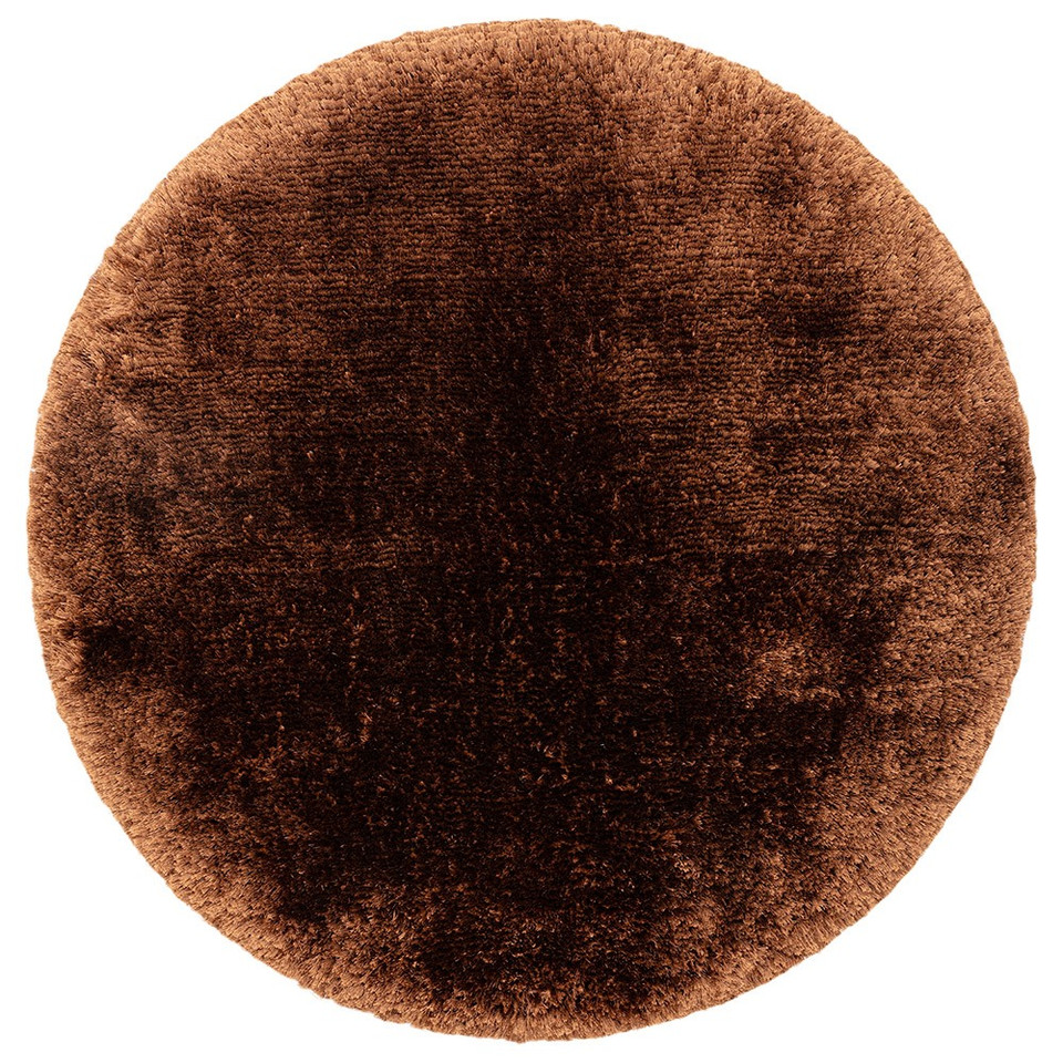 Ultra Thick Plush Shaggy Rug Copper Brown Circle