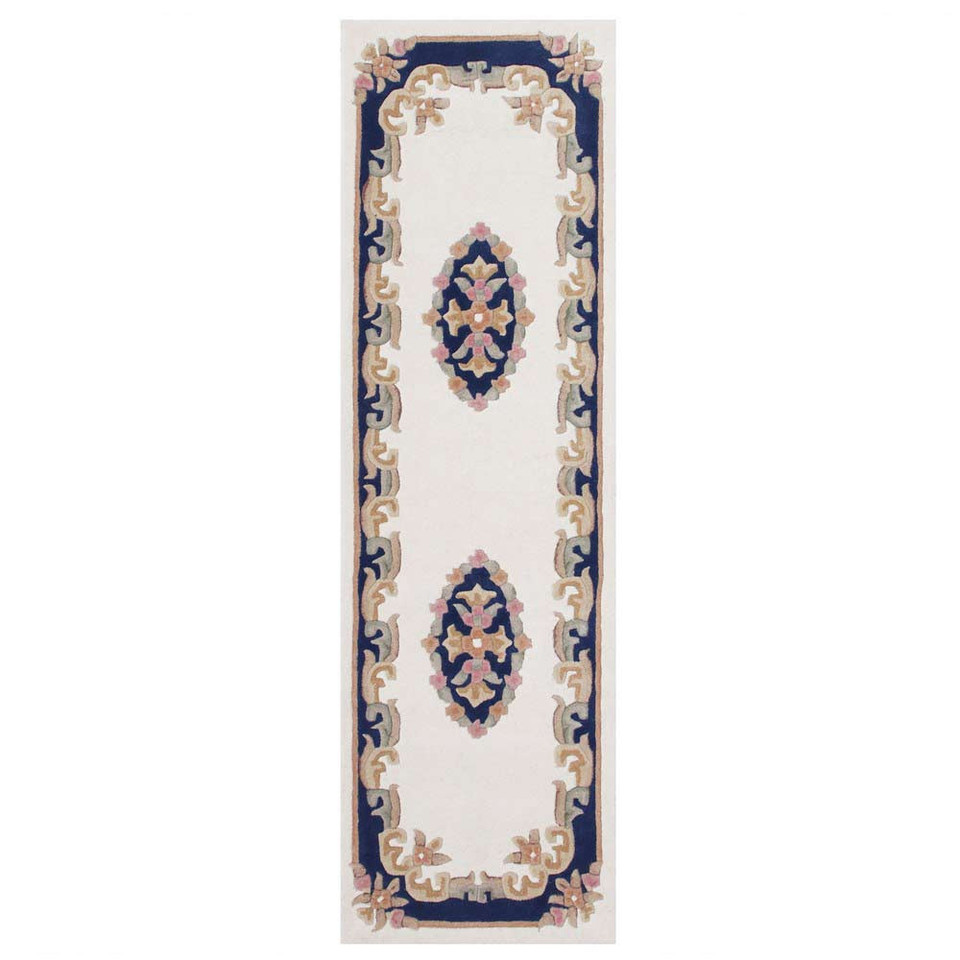 Royal Aubusson Rug Cream Blue Runner