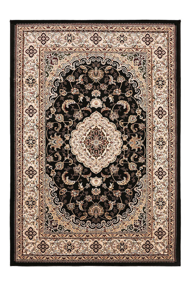 Victoria Traditional Black Classical Rug