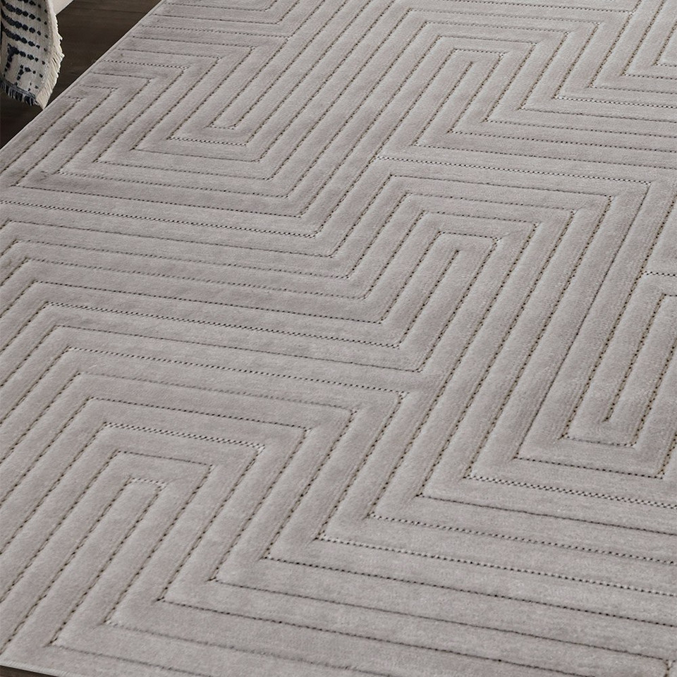 Malmo Maze Grey Contemporary Indoor Outdoor Rug