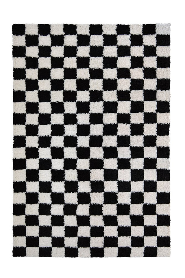 Snug Super Soft Shaggy Rug Checks Mono