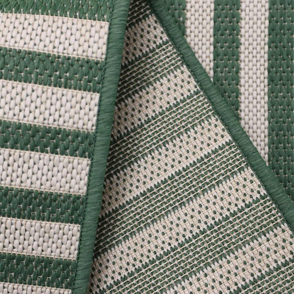 County Multi Stripe Green Indoor Outside Rug