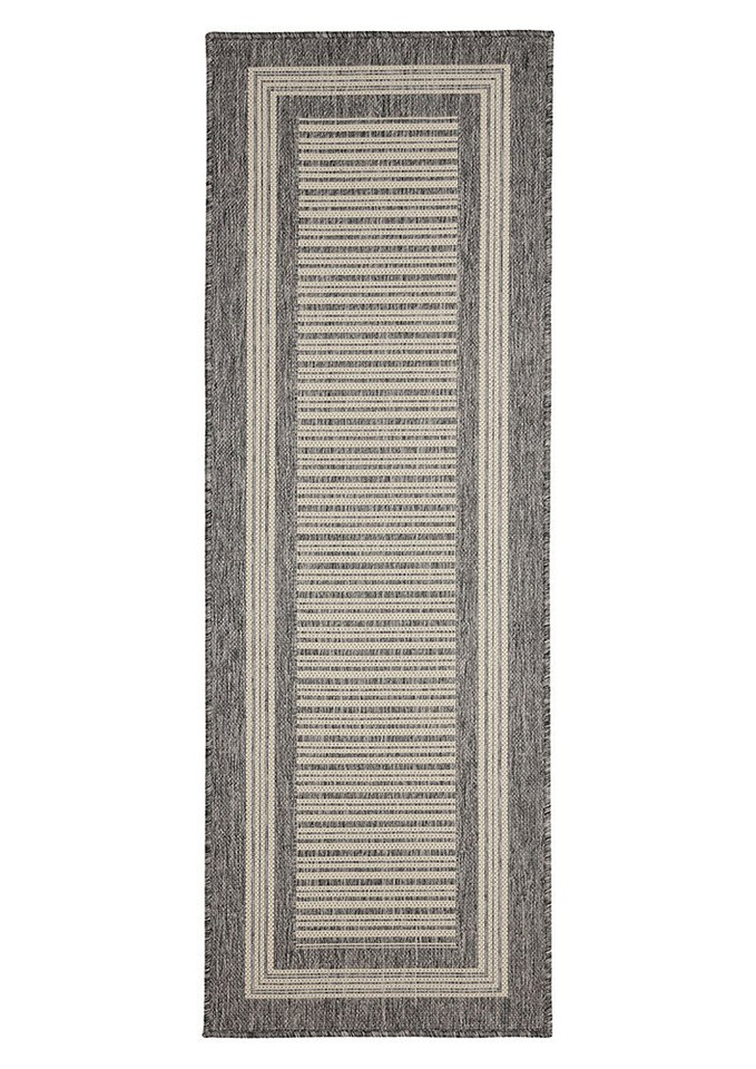 Flatweave Gel Border Steel Grey Rug Runner