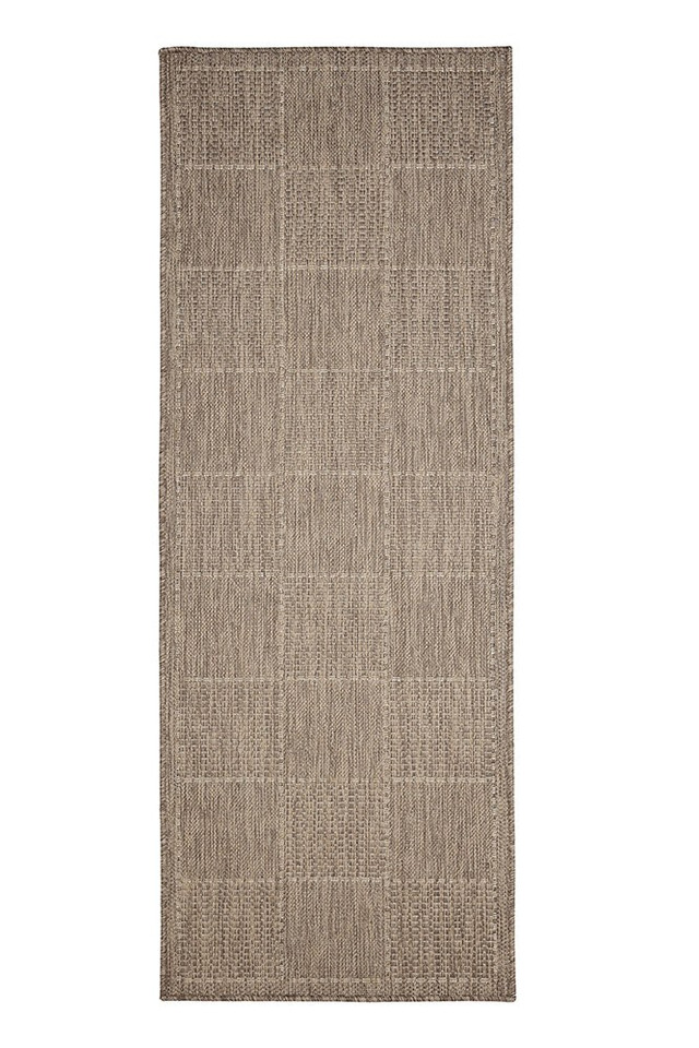 Flatweave Gel Check Latte Rug Runner