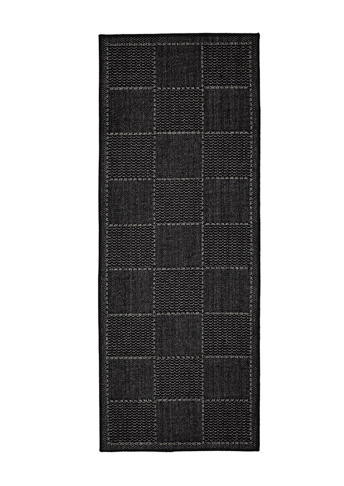 Flatweave Gel Check Black Rug Runner
