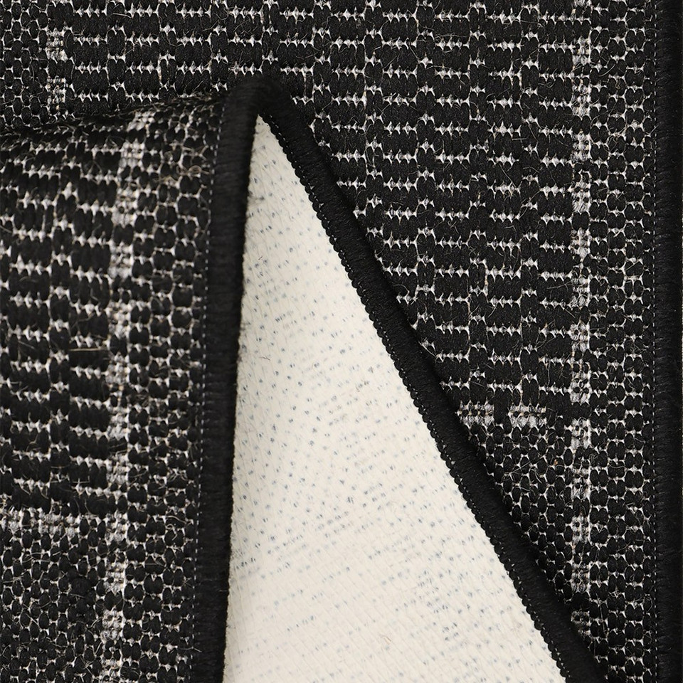Flatweave Gel Check Black Rug Runner