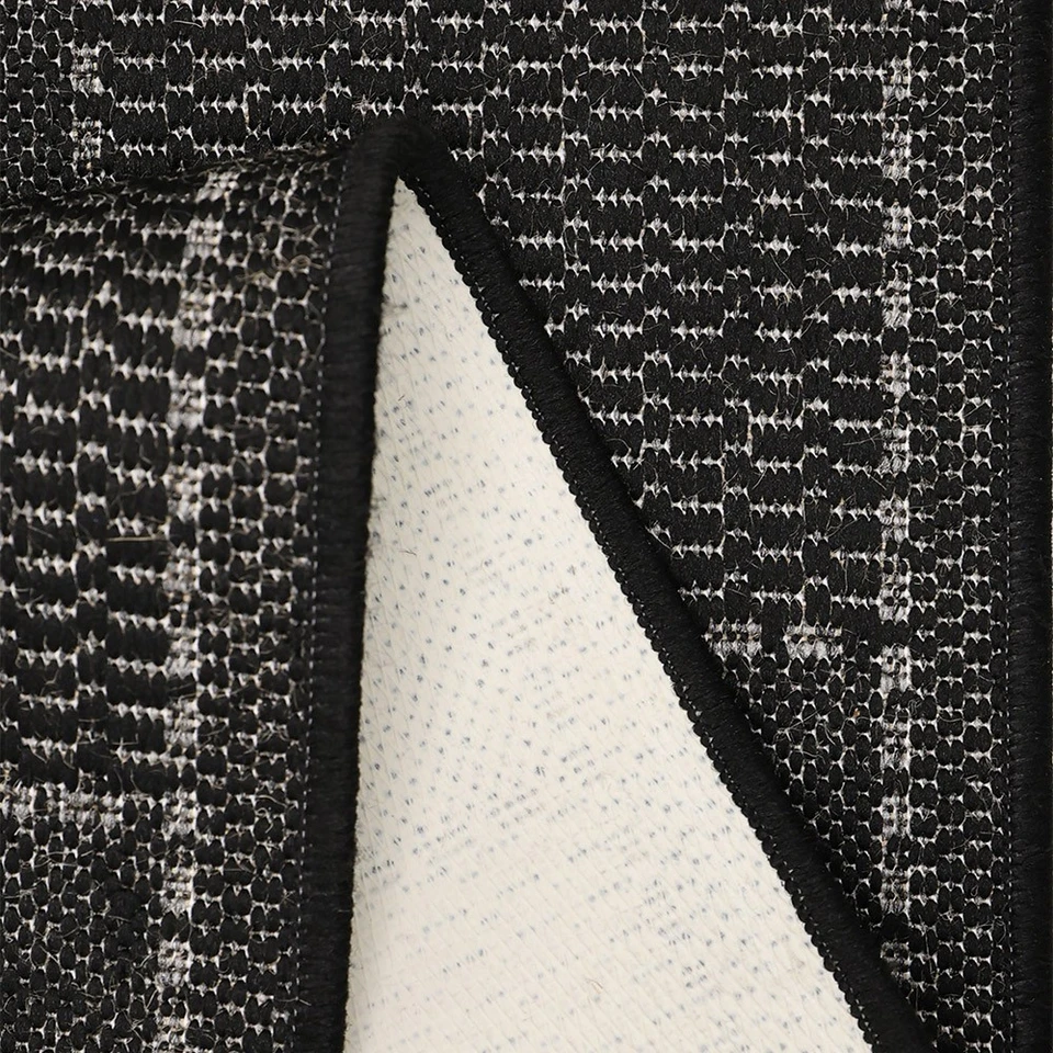 Flatweave Gel Check Black Rug