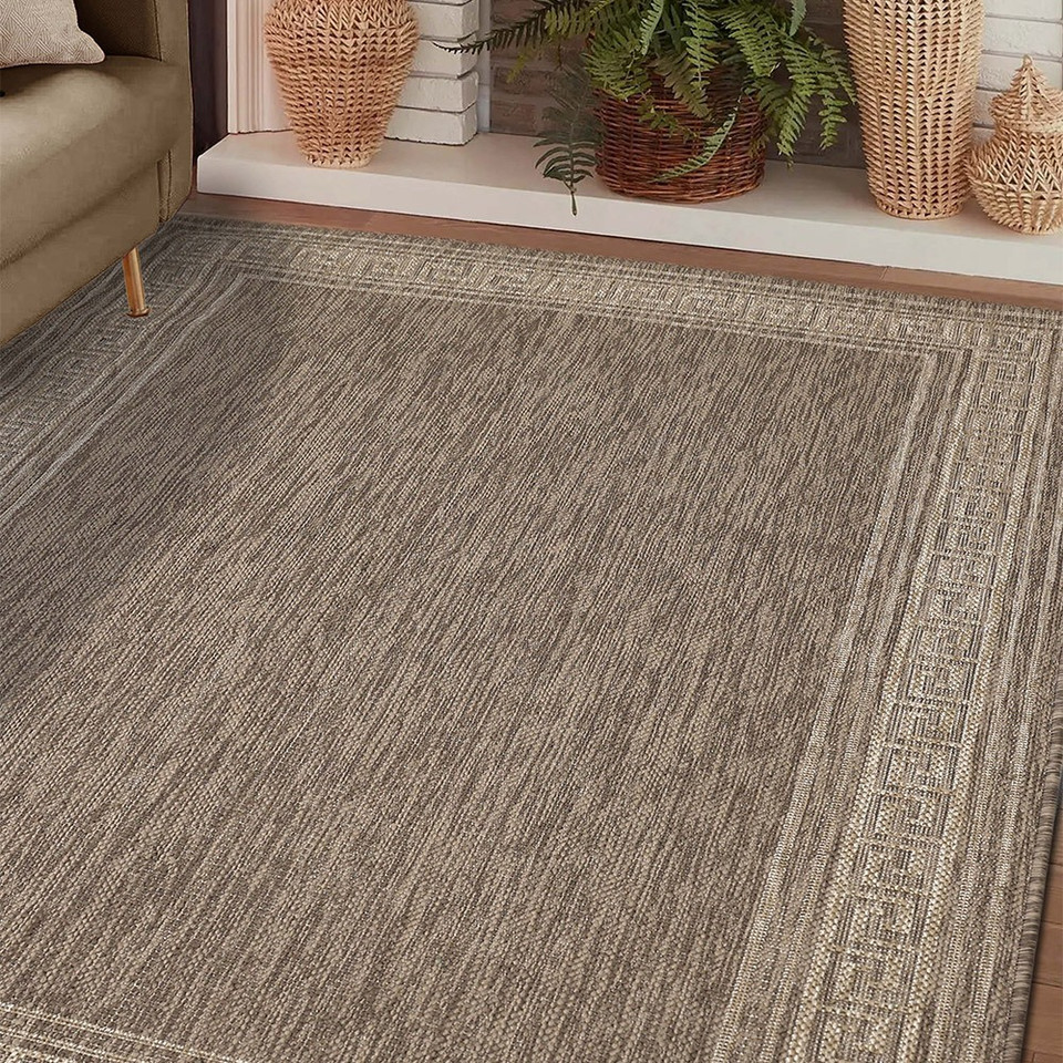 Flatweave Gel Greek Key Latte Rug