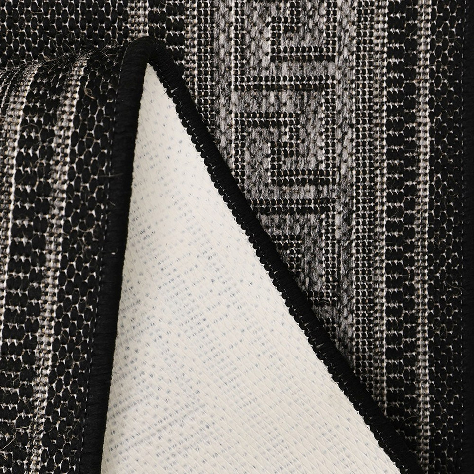 Flatweave Gel Greek Key Black Rug