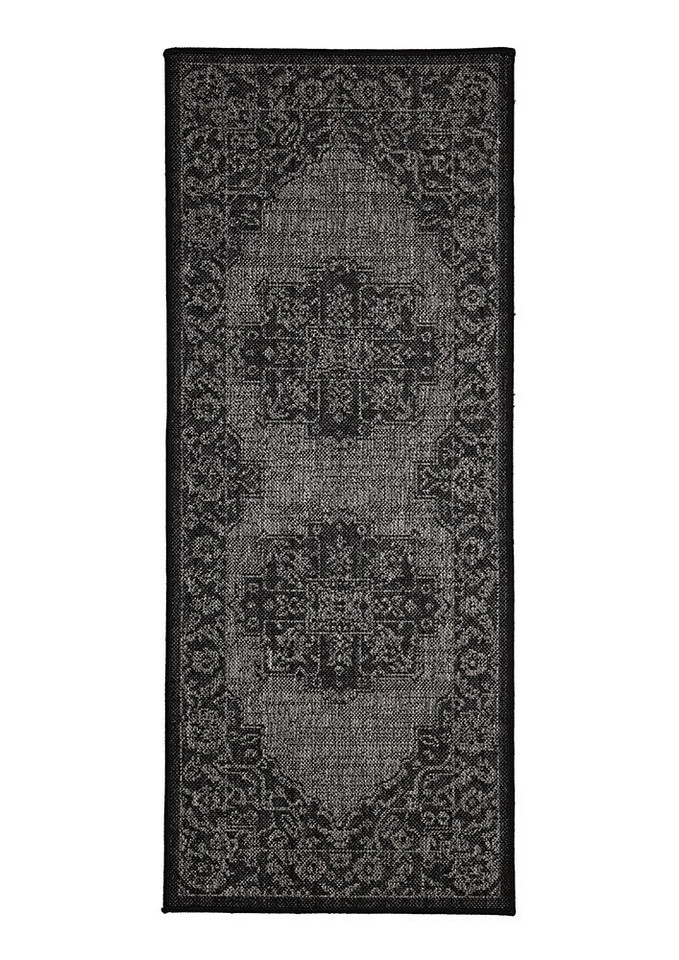 Flatweave Gel Medallion Black Rug Runner