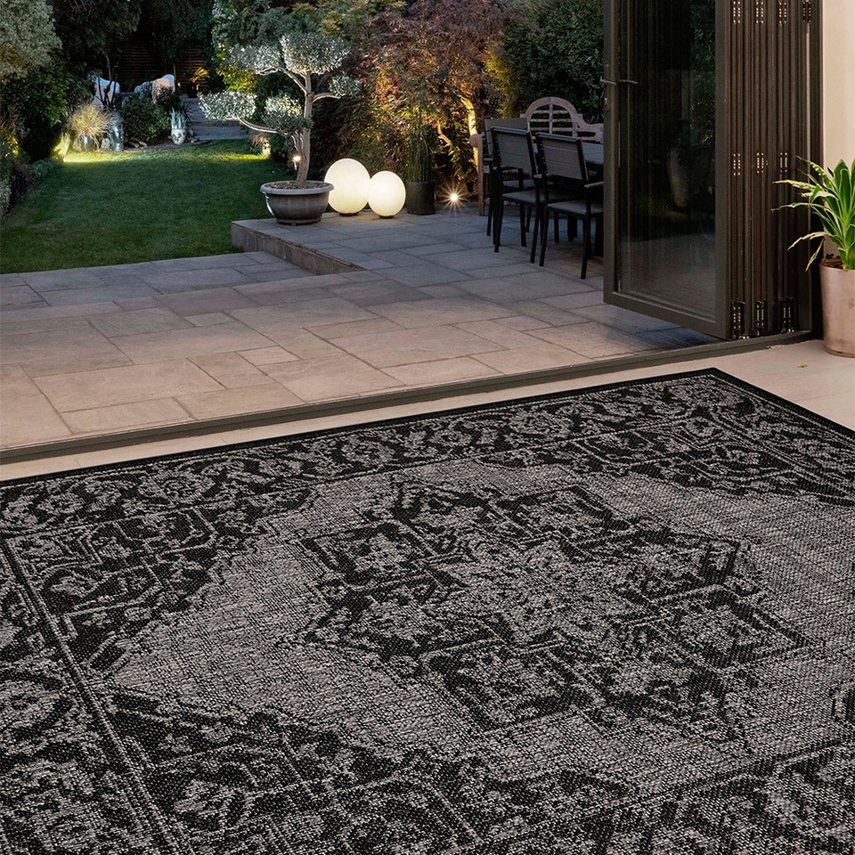 Flatweave Gel Medallion Black Rug