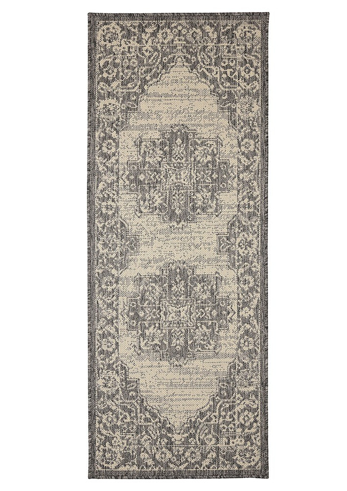 Flatweave Gel Medallion Steel Grey Rug Runner