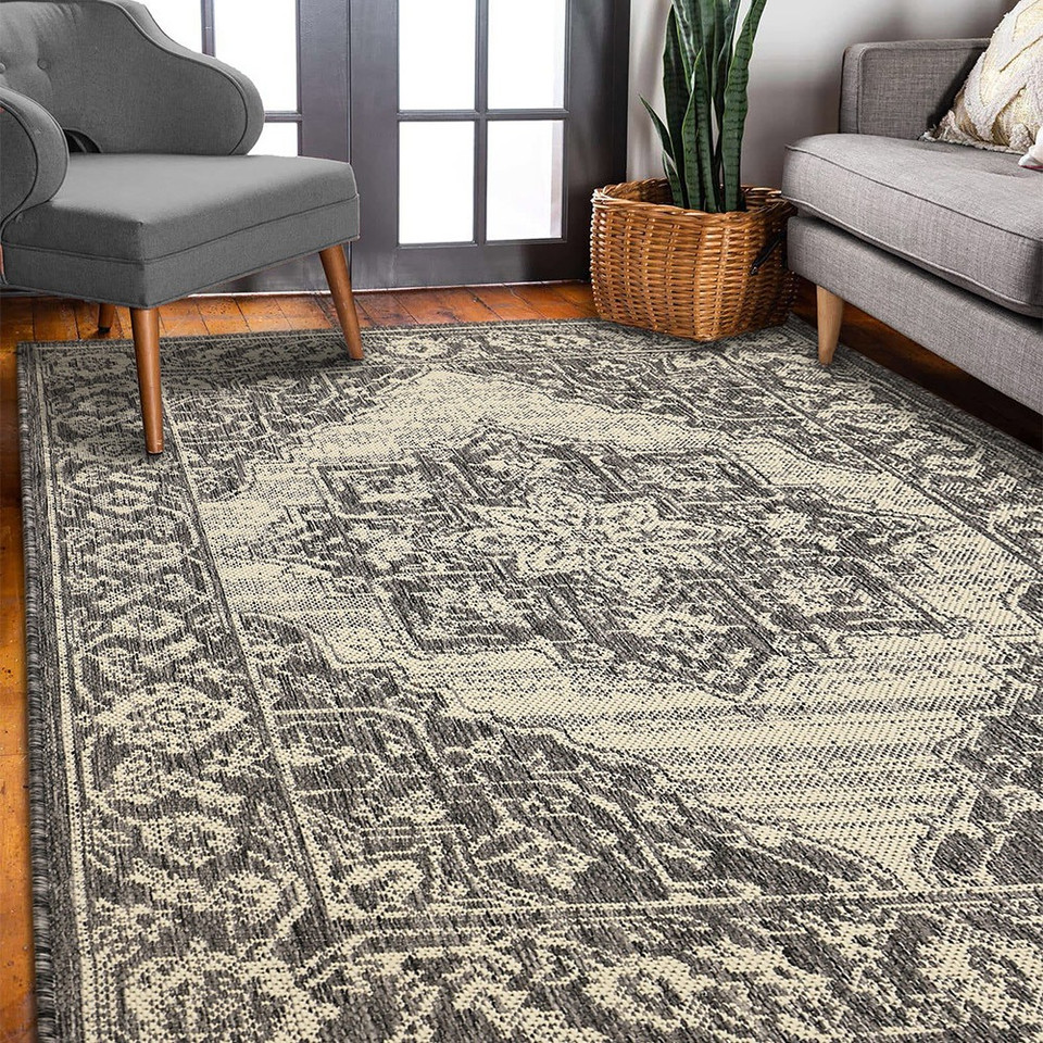 Flatweave Gel Medallion Steel Grey Rug