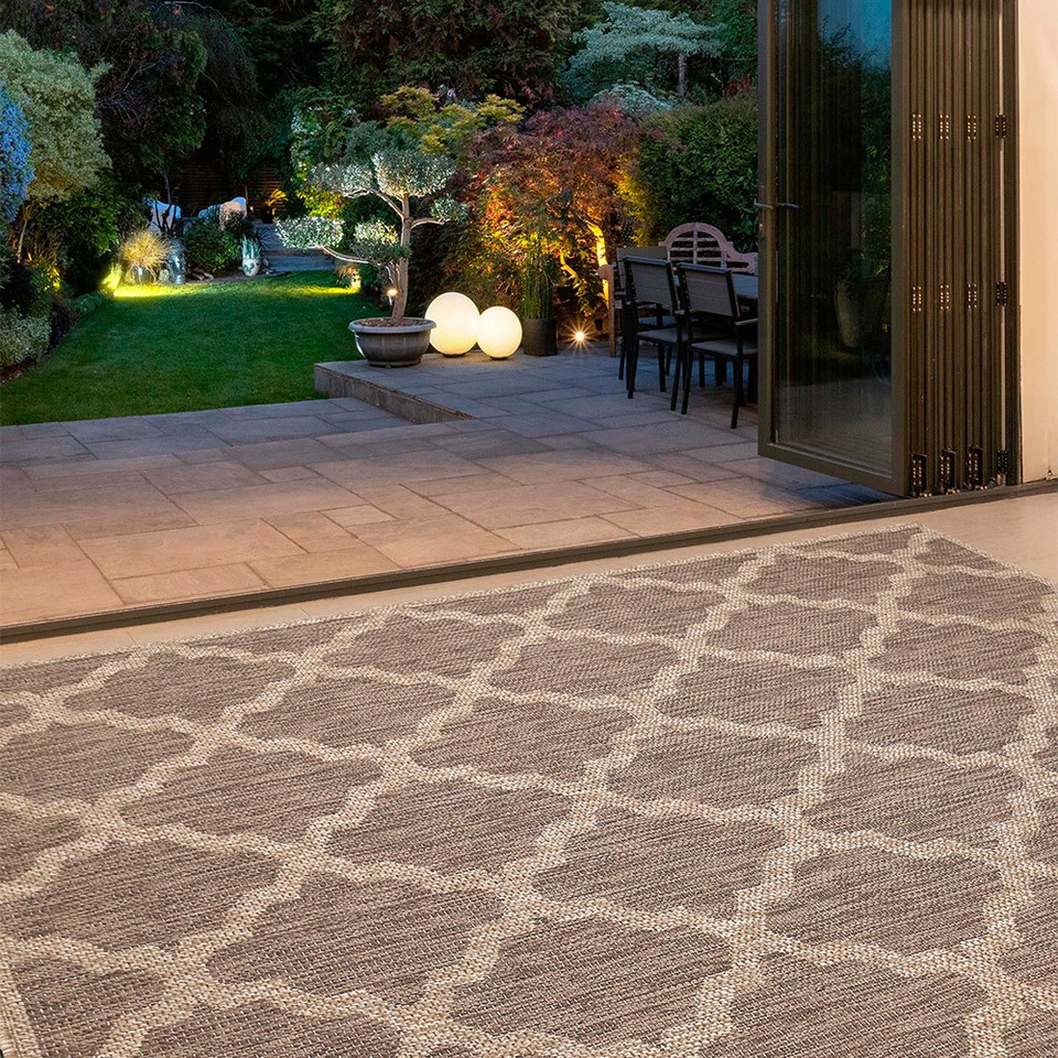 Flatweave Gel Trellis Latte Rug