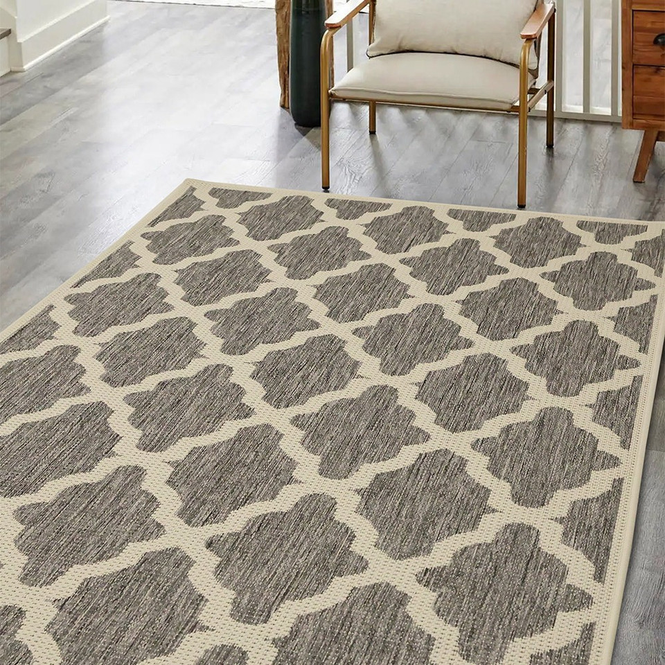 Flatweave Gel Trellis Steel Grey Rug