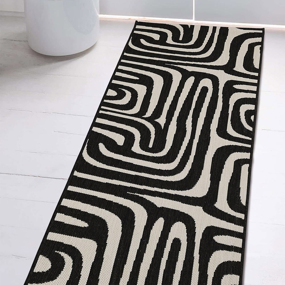 County Zebra Black Indoor Outdoor Rug Runner
