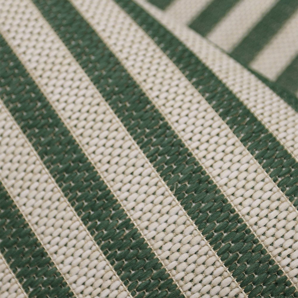 County Multi Stripe Green Indoor Outside Rug Runner
