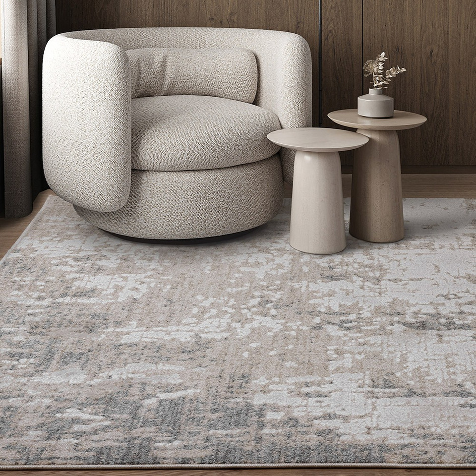 Anders AN01 Abstract Grey Rug room